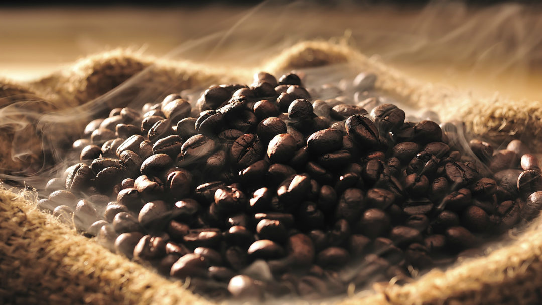 coffee beans with steam picture